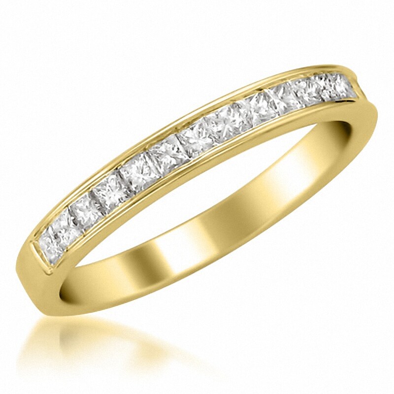 Main Image 1 of Previously Owned - 1/2 CT. T.W. Princess-Cut Diamond Channel Set Wedding Band in 14K Gold