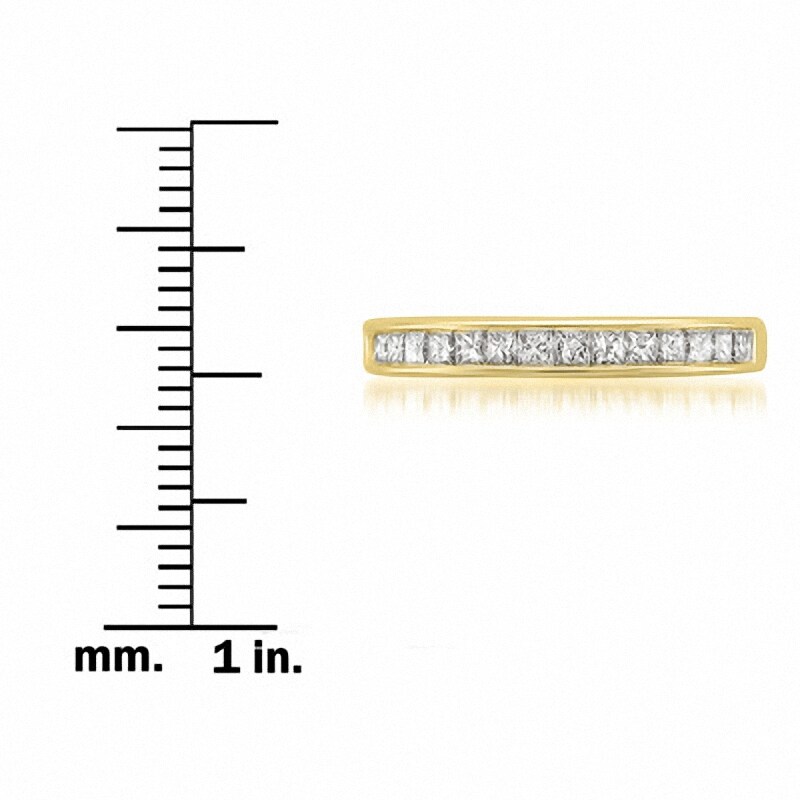 Main Image 2 of Previously Owned - 1/2 CT. T.W. Princess-Cut Diamond Channel Set Wedding Band in 14K Gold