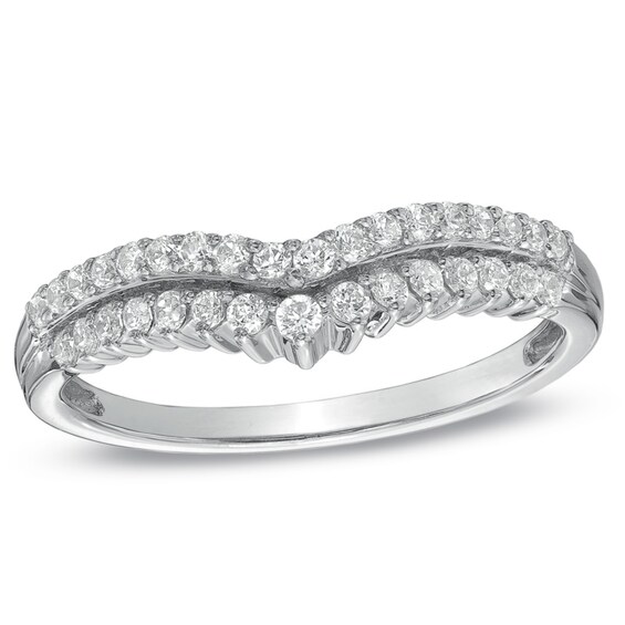 Previously Owned - 1/3 CT. T.w. Diamond Contour Wedding Band in 14K White Gold