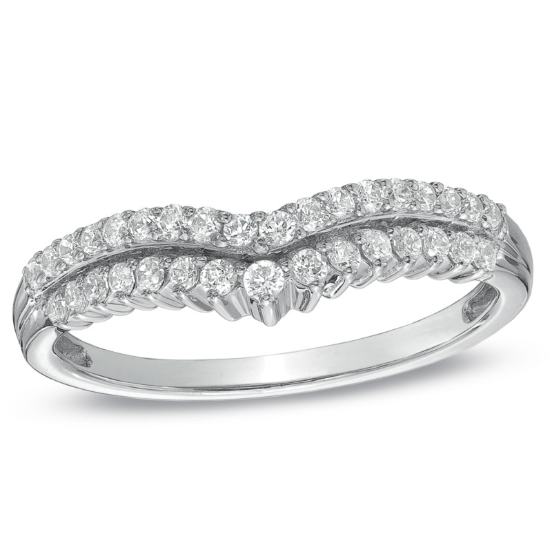 Main Image 1 of Previously Owned - 1/3 CT. T.W. Diamond Contour Wedding Band in 14K White Gold
