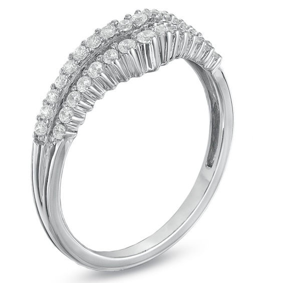 Previously Owned - 1/3 CT. T.w. Diamond Contour Wedding Band in 14K White Gold