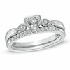 Thumbnail Image 1 of Previously Owned - 1/5 CT. T.W. Diamond Heart-Shaped Bridal Set in 10K White Gold