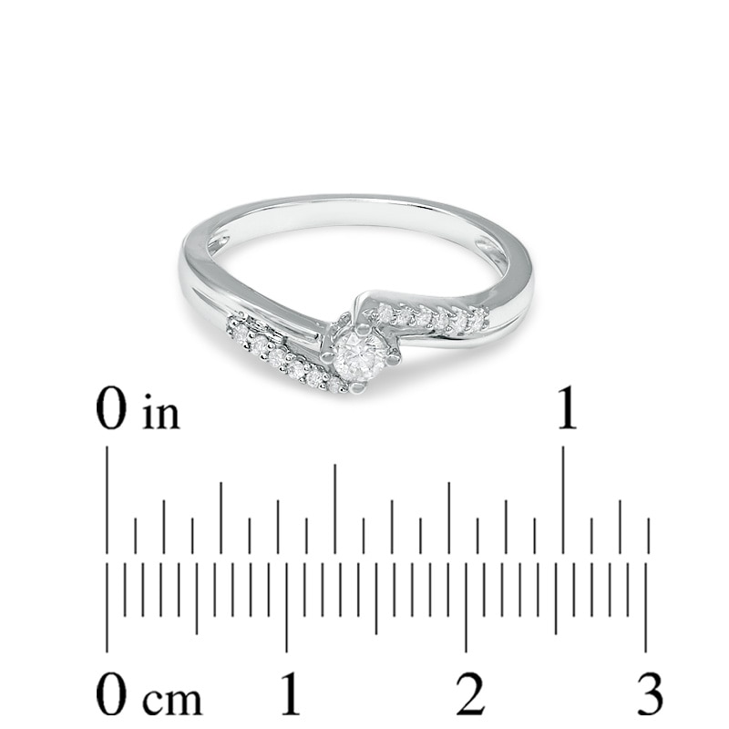 Main Image 3 of Previously Owned - 1/5 CT. T.W. Diamond Twist Pavé Promise Ring in 14K White Gold