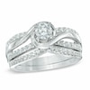 Thumbnail Image 1 of Previously Owned - 3/4 CT. T.W. Diamond Swirl Bridal Set in 14K White Gold