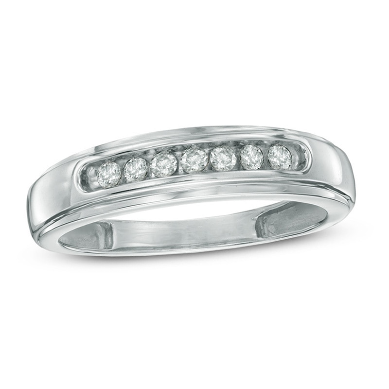 Main Image 1 of Previously Owned - 1/4 CT. T.W. Diamond Comfort Fit Anniversary Band in 10K White Gold