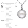 Thumbnail Image 2 of Previously Owned-8.0-8.5mm Button Freshwater Cultured Pearl and 1/10 CT. T.W. Diamond Frame Pendant
