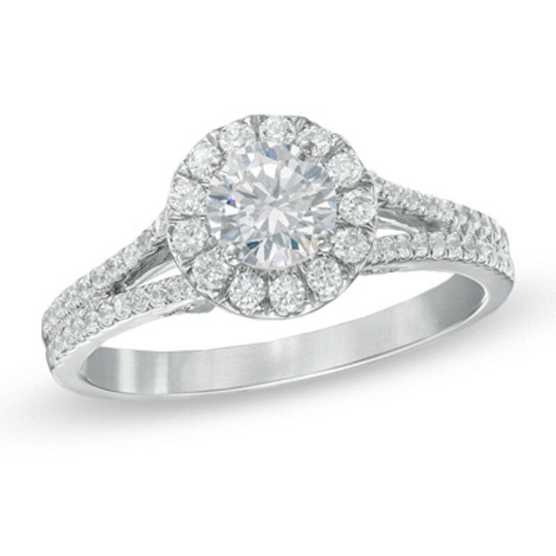 Main Image 1 of Previously Owned - 1 CT. T.W. Diamond Frame Engagement Ring in 14K White Gold (I/I2)