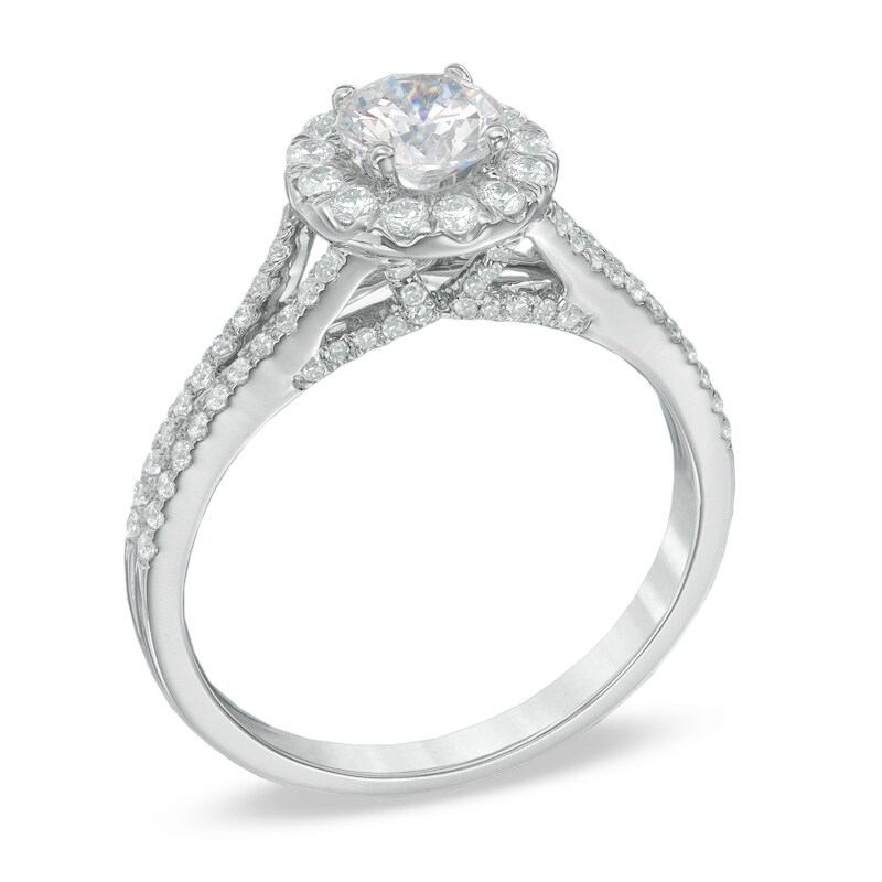 Main Image 2 of Previously Owned - 1 CT. T.W. Diamond Frame Engagement Ring in 14K White Gold (I/I2)