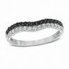 Thumbnail Image 1 of Previously Owned - 3/8 CT. T.W. Enhanced Black and White Diamond Double Row Contour Wedding Band in 14K White Gold