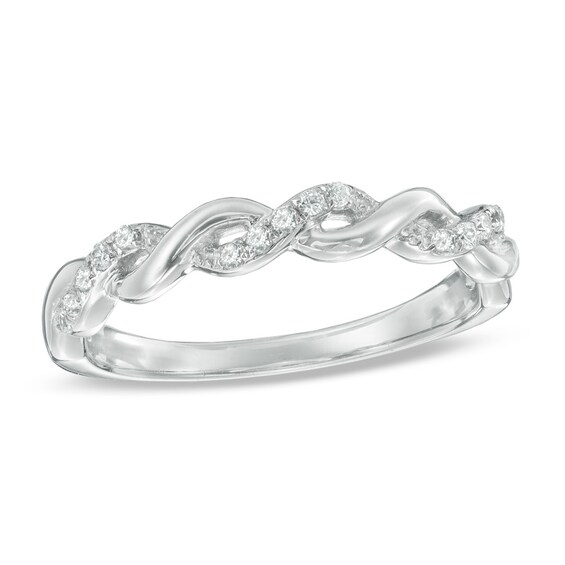 Previously Owned - 1/8 CT. T.w. Diamond Braid Anniversary Band in 10K White Gold