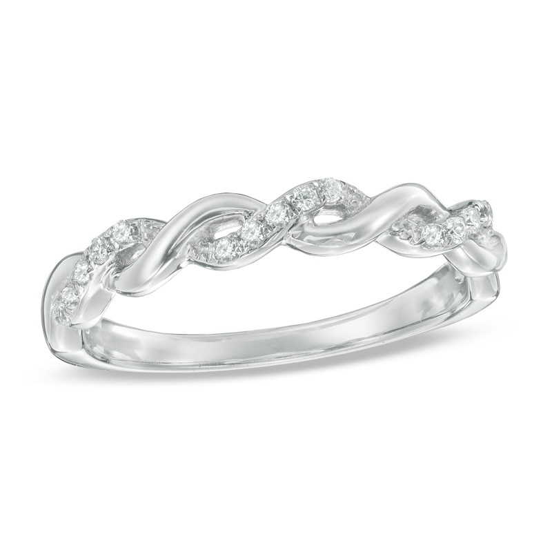 Main Image 1 of Previously Owned - 1/8 CT. T.W. Diamond Braid Anniversary Band in 10K White Gold