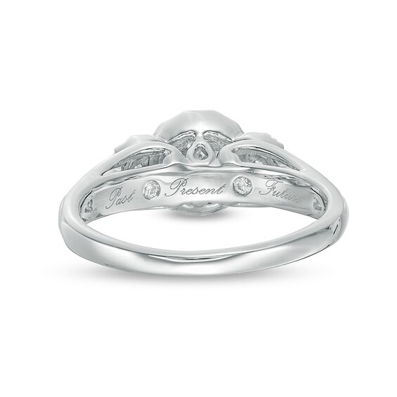 Previously Owned - 1/2 CT. T.w. Diamond Three Stone Frame Ring in 14K White Gold