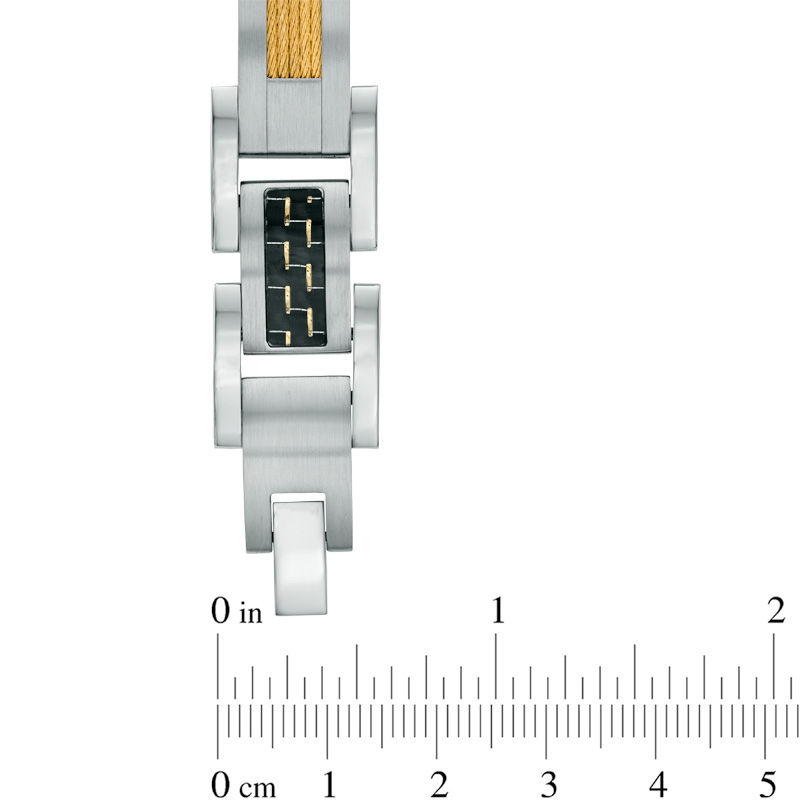 Main Image 3 of Previously Owned - Carbon Fiber and Cable Link Bracelet in Two-Tone Stainless Steel - 8.5"