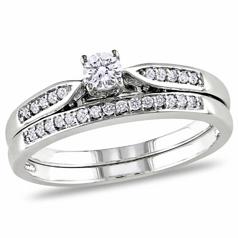 Main Image 1 of Previously Owned - 1/3 CT. T.W. Diamond Bridal Set in 10K White Gold