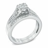 Thumbnail Image 2 of Previously Owned - 1/2 CT. T.W. Diamond Cluster Bridal Set in 10K White Gold