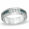 Thumbnail Image 1 of Previously Owned - 1/2 CT. T.W. Enhanced Blue and White Diamond Anniversary Band in Sterling Silver