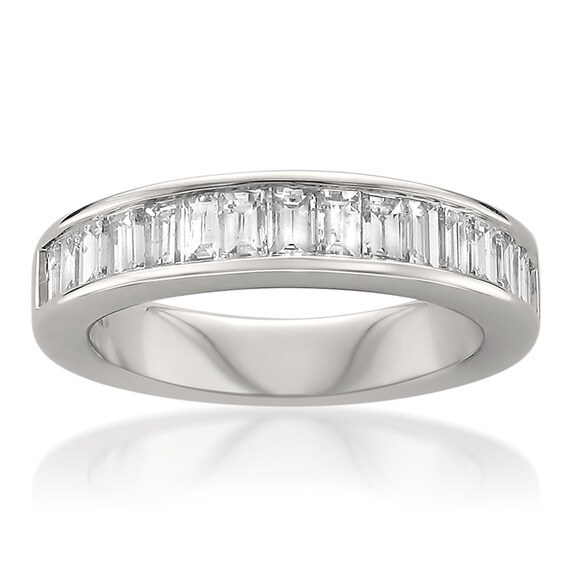Previously Owned - 1 CT. T.w. Baguette Diamond Wedding Band in 14K White Gold (H/Vs2)