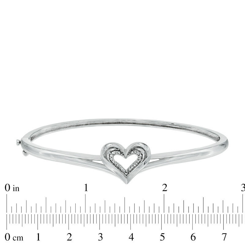 Main Image 2 of Previously Owned -  Diamond Accent Heart Bangle in Sterling Silver