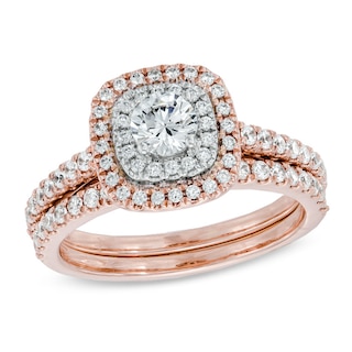 1/6 CT. T.W. Enhanced Cognac and White Diamond Twisting Cross Pendant in 10K Rose Gold