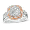 Thumbnail Image 1 of Previously Owned - 1 CT. T.W. Cushion-Shaped Multi-Diamond Double Frame Ring in 10K Two-Tone Gold