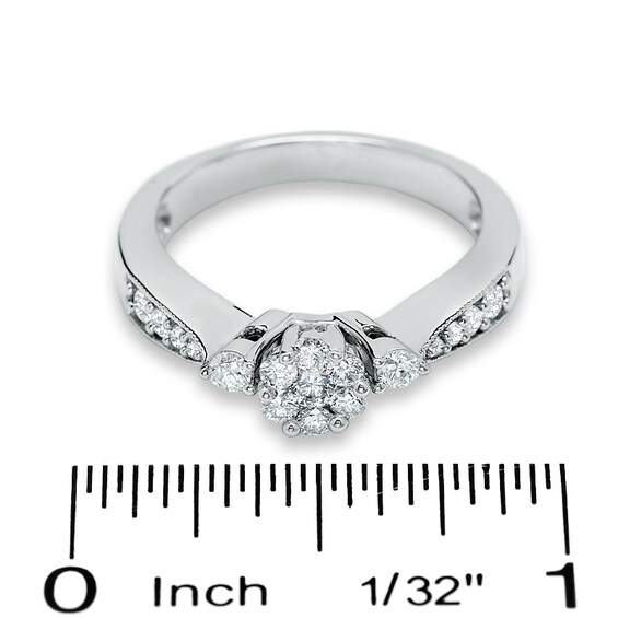 Previously Owned - 1/2 CT. T.w. Composite Diamond Flower Ring in 10K White Gold