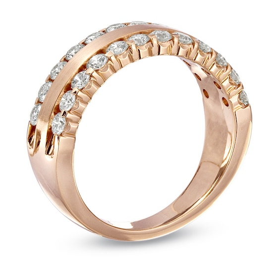 Previously Owned - 1 CT. T.w. Diamond Double Row Wedding Band in 14K Rose Gold