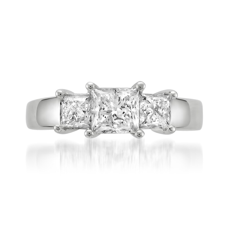 Main Image 3 of Previously Owned - 2 CT. T.W. Princess-Cut Diamond Three Stone Ring in 14K White Gold