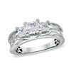 Thumbnail Image 1 of Previously Owned - 3 CT. T.W. Square-Cut Diamond Three Stone Bridge Ring in 14K White Gold