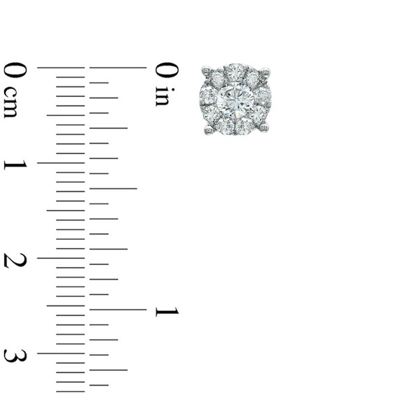 Previously Owned - 1 CT. T.w. Diamond Frame Stud Earrings in 14K White Gold