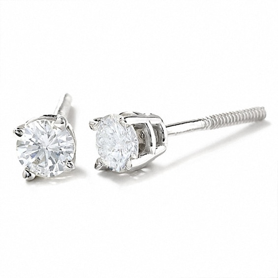 Previously Owned - 1/3 CT. T.w. Diamond Solitaire Earrings in 14K White Gold