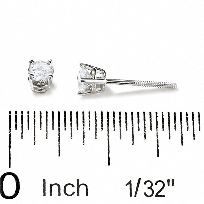 Main Image 2 of Previously Owned - 1/3 CT. T.W. Diamond Solitaire Earrings in 14K White Gold