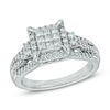 Thumbnail Image 1 of Previously Owned - 3/4 CT. T.W. Princess-Cut Composite Diamond Frame Engagement Ring in 10K White Gold