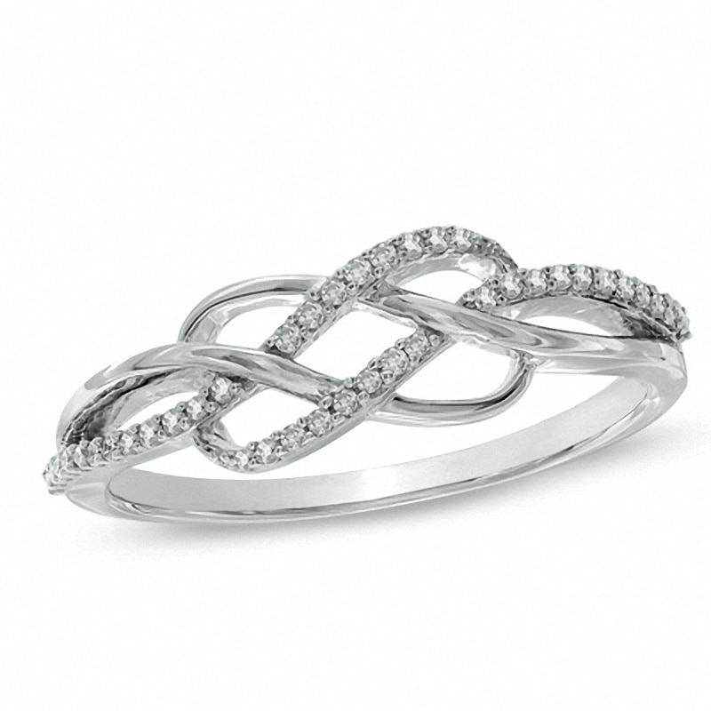 Main Image 1 of Previously Owned - 1/8 CT. T.W. Diamond Infinity Lace Ring in 10K White Gold