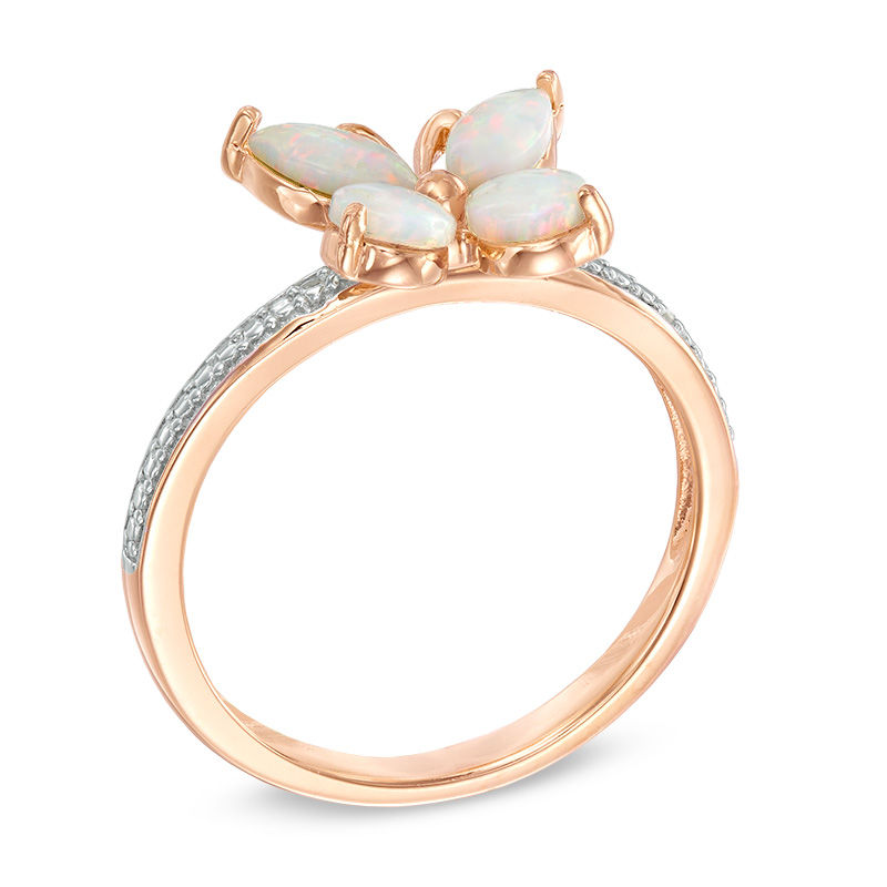 Zales Lab-Created Pink Opal, Pink Tourmaline and Lab-Created White Sapphire Ring in Sterling Silver with 14K Rose Gold Plate