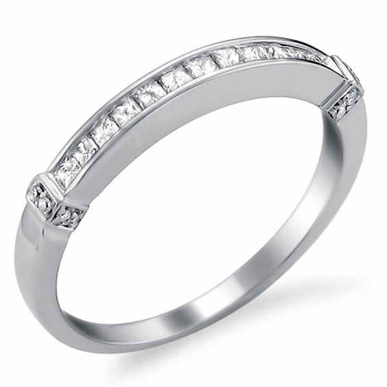 Previously Owned - 1/3 CT. T.w. Princess-Cut Diamond Channel Set Wedding Band in 14K White Gold