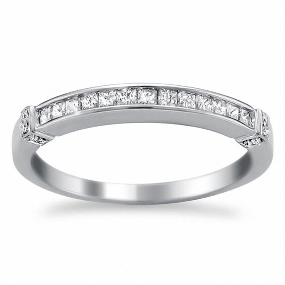 Previously Owned - 1/3 CT. T.w. Princess-Cut Diamond Channel Set Wedding Band in 14K White Gold