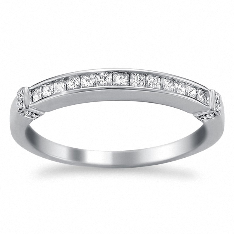 Main Image 2 of Previously Owned - 1/3 CT. T.W. Princess-Cut Diamond Channel Set Wedding Band in 14K White Gold