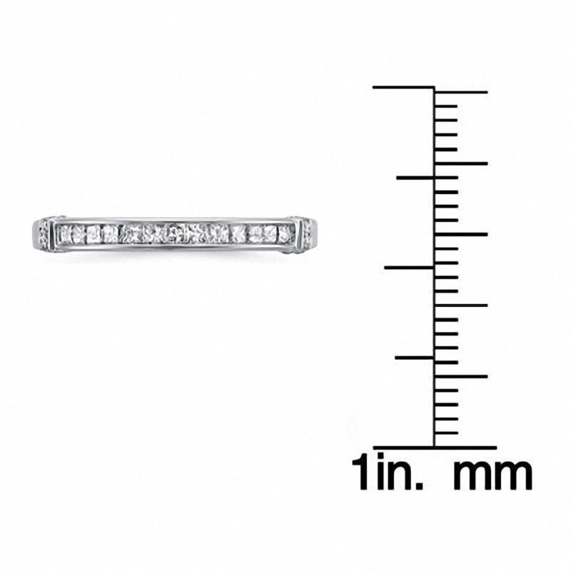 Main Image 3 of Previously Owned - 1/3 CT. T.W. Princess-Cut Diamond Channel Set Wedding Band in 14K White Gold