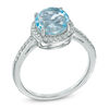 Thumbnail Image 2 of Previously Owned - 8.0mm Sky Blue and White Topaz Frame Ring in Sterling Silver