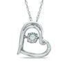 Thumbnail Image 1 of Previously Owned - Diamond Accent Tilted Heart Pendant in Sterling Silver