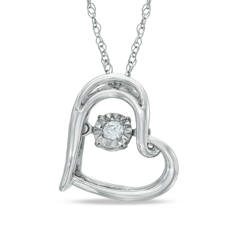 Previously Owned - Diamond Accent Tilted Heart Pendant in Sterling Silver