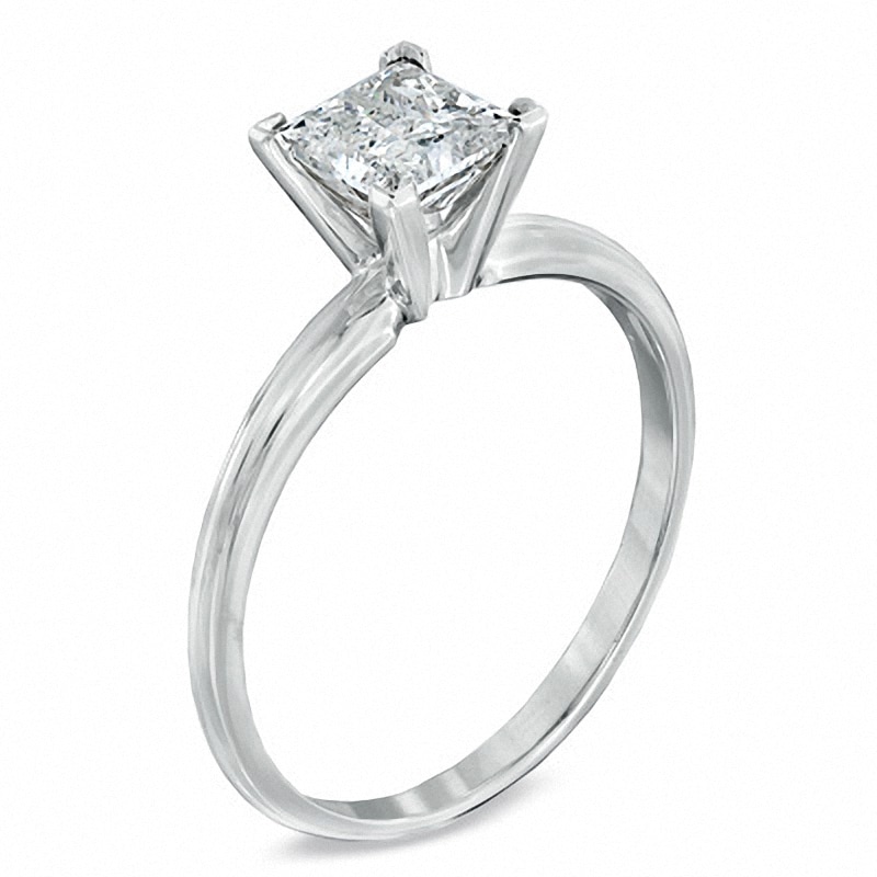 Main Image 2 of Previously Owned - 1 CT. Princess-Cut Diamond Solitaire Engagement Ring in 14K White Gold (K/I3)