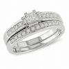 Thumbnail Image 1 of Previously Owned - 1/3 CT. T.W. Princess-Cut Diamond Three Stone Bridal Set in 10K White Gold