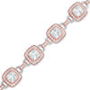 Thumbnail Image 1 of Previously Owned - 5.5mm Cushion-Cut Lab-Created White Sapphire Bracelet in Sterling Silver with 18K Rose Gold Plate - 7.25"