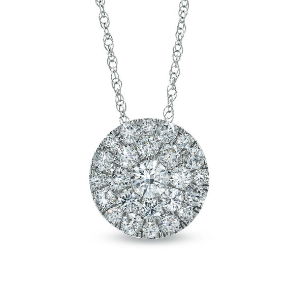 Previously Owned - 1/2 CT. T.w. Diamond Carnation Cluster Pendant in 10K White Gold