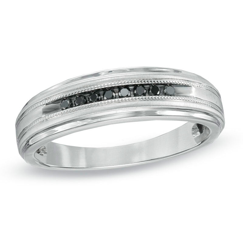 Main Image 1 of Previously Owned - Black Diamond Accent Band in Sterling Silver