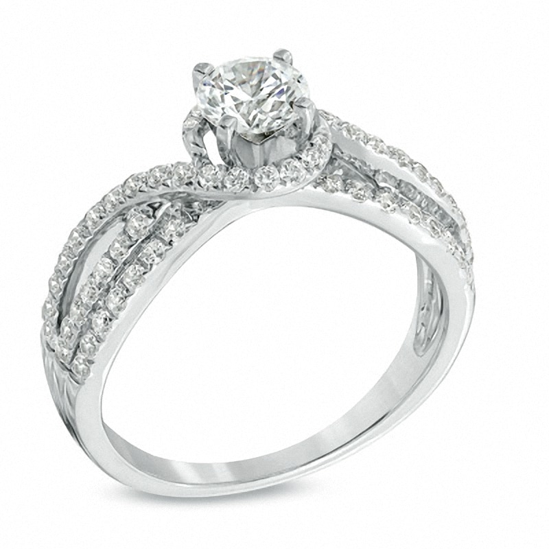 Main Image 2 of Previously Owned - 1 CT. T.W. Diamond Swirl Engagement Ring in 14K White Gold