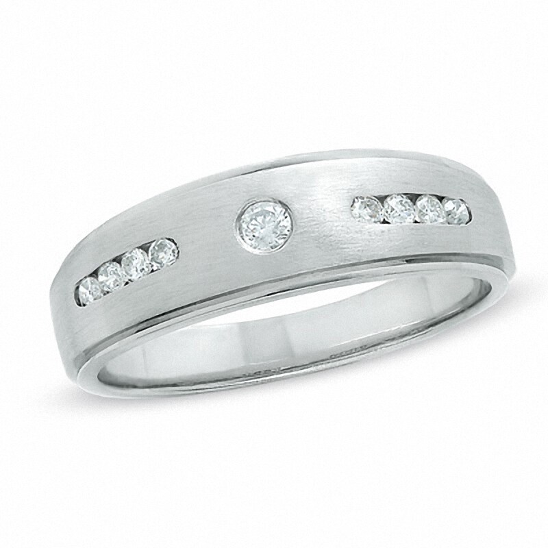 Main Image 1 of Previously Owned - 1/4 CT. T.W. Diamond Wedding Band in 14K White Gold