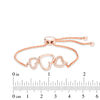 Thumbnail Image 2 of Previously Owned - Lab-Created White Sapphire Heart Bolo Bracelet in Sterling Silver with 18K Rose Gold Plate - 9.0"