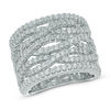 Thumbnail Image 1 of Previously Owned - Lab-Created White Sapphire Layered Crossover Ring in Sterling Silver